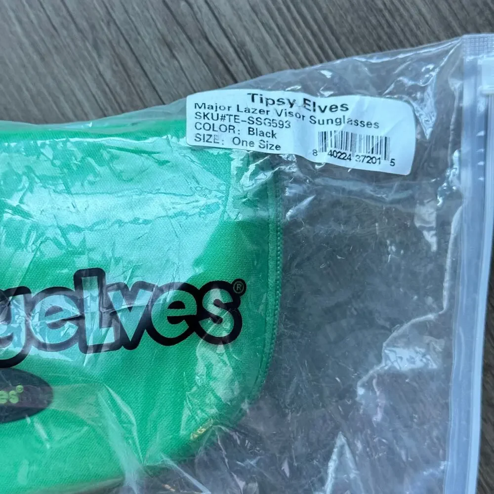 NEW Tipsy Elves Major Lazer Visor Sunglasses Mirrorized UV Polarized Green Blue